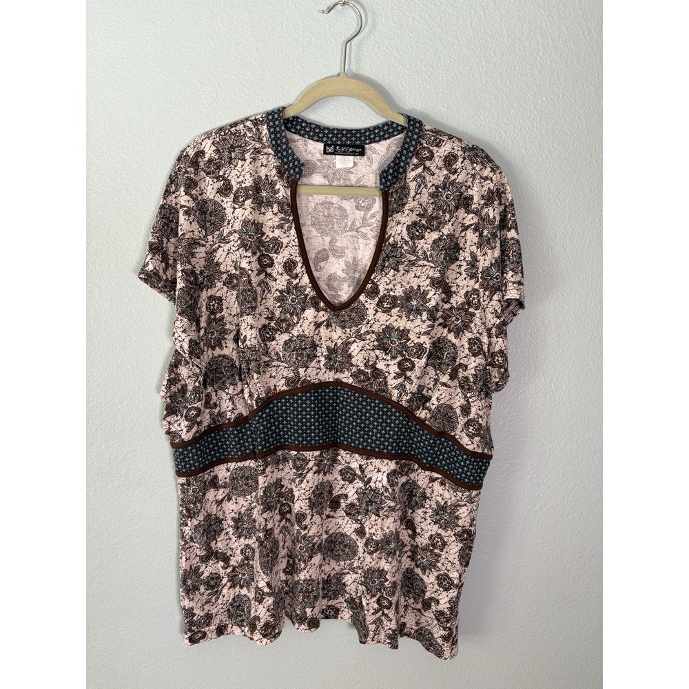 Self Esteem Babydoll Top 3X Empire Waist V Neck Floral Boho 90s Plus Size